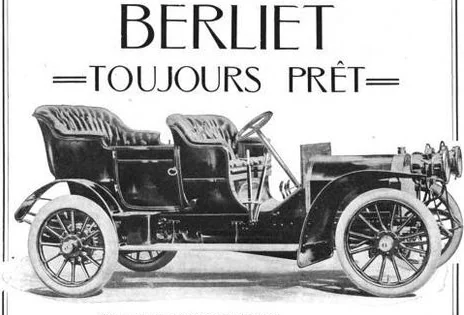 Berliet “Toujours prêt” advertisement with a 1904 open touring car