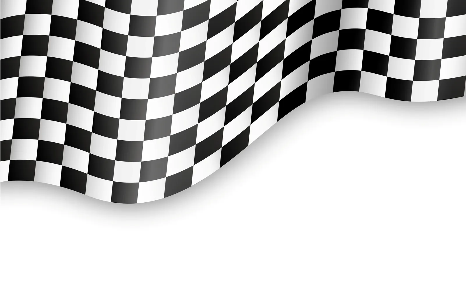 Bandera de curses de quadres blancs i negres onejant