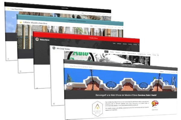 Captures de pantalla superposades de les webs de la família Balet