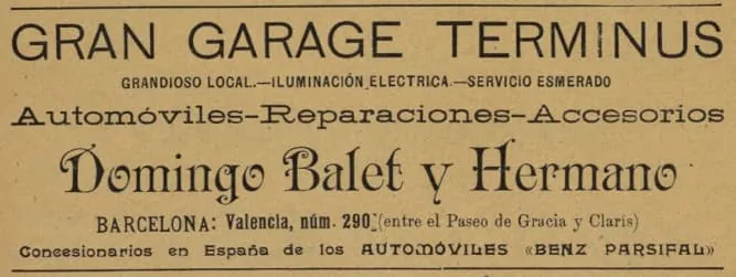Portada d'El Automovilismo Ilustrado (gener de 1904): Gran Garage Terminus, concessionaris de Benz Parsifal, València 290